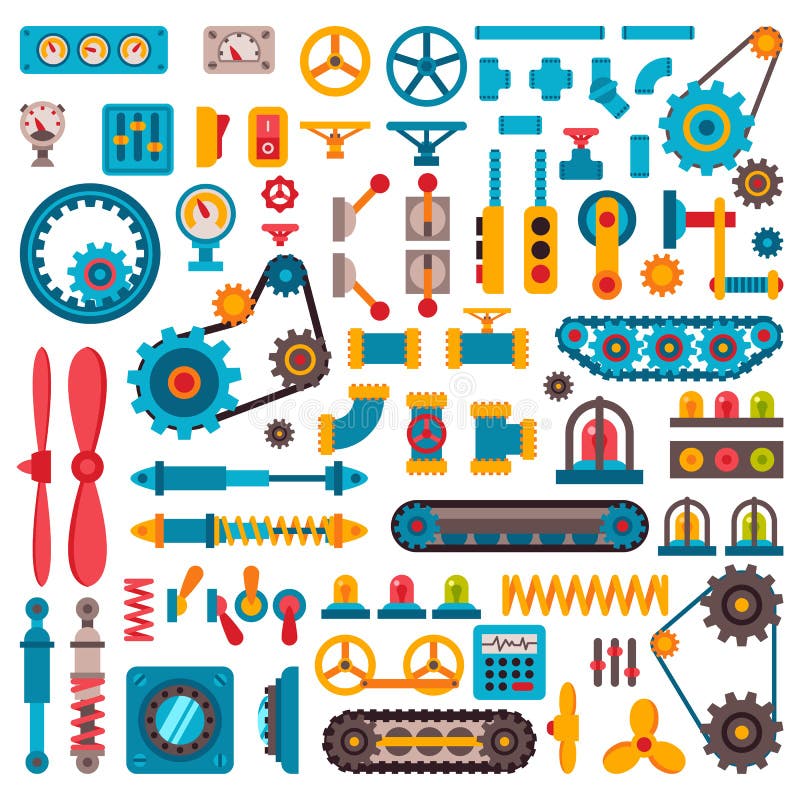 Machine parts different mechanism vector