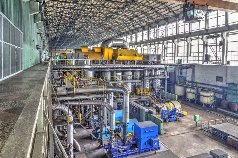 Machine room in thermal power plant royalty free stock photo