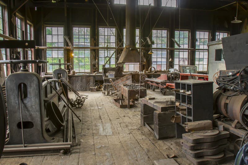 Machinery Shed For Vintage Railroad Stock Image - Image of 