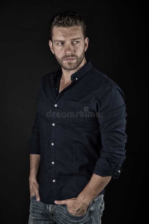 Bearded Man in Blue Shirt and Jeans. Macho with Beard and Stylish Hair. Guy in Casual Outfit. Fashion Style and Trend Concept Stock Photo - Image of hairstyle, concept: 115036268 Bearded Man in Blue Shirt and Jeans. Macho with Beard and Stylish Hair. Guy in Casual Outfit. Fashion Style and Trend Concept Stock Photo - Image of hairstyle, concept: 115036268