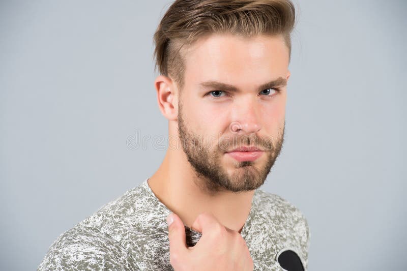 Macho with Bearded Face and Stylish Hair, Haircut Stock Photo - Image of mustache, fashion: 118091550 Macho with Bearded Face and Stylish Hair, Haircut Stock Photo - Image of mustache, fashion: 118091550