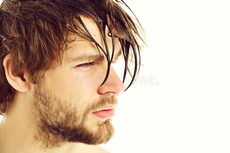 Macho with Fair Beard, Serious Face and Wet Hair Stock Photo - Image of  messy, face: 171027192