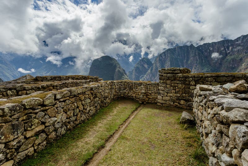 Machu Picchu, ancient archeological site, wall construction details, Peru royalty free stock images Machu Picchu, ancient archeological site, wall construction details, Peru royalty free stock images