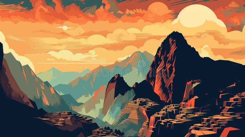 A Luz Da Madrugada Em Machu Picchu Ilustração Stock - Ilustração de calmo,  noite: 274376286