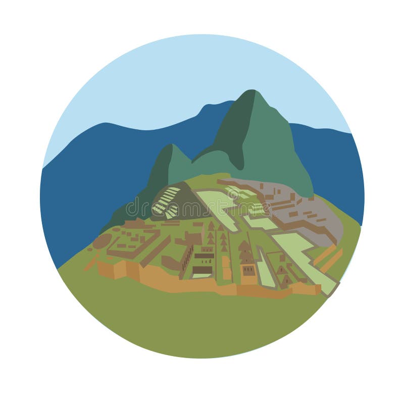 Machu Picchu, Peruvian Historical Sanctuary Stock Vector - Illustration