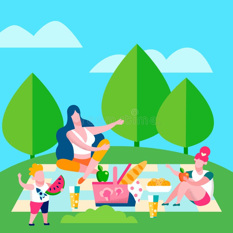 Macierzysty i dzieciaki pinkin, Płaska Wektorowa ilustracja ilustracja wektor Macierzysty i dzieciaki pinkin, Płaska Wektorowa ilustracja ilustracja wektor