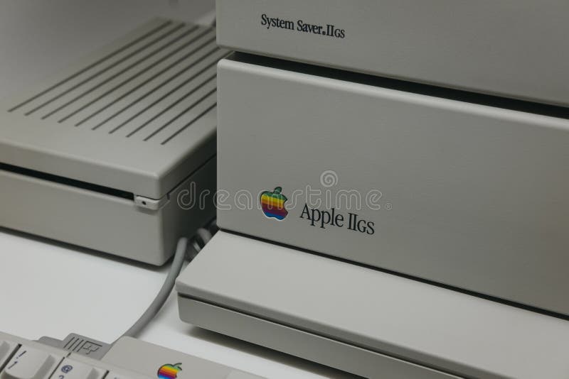 Macintosh Apple IIGS computer on display inside Apple Museum in Prague, Czech Republic