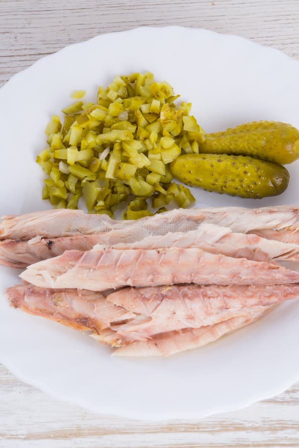Mackerel fillet with salad stock photo. Image of dish 29712776