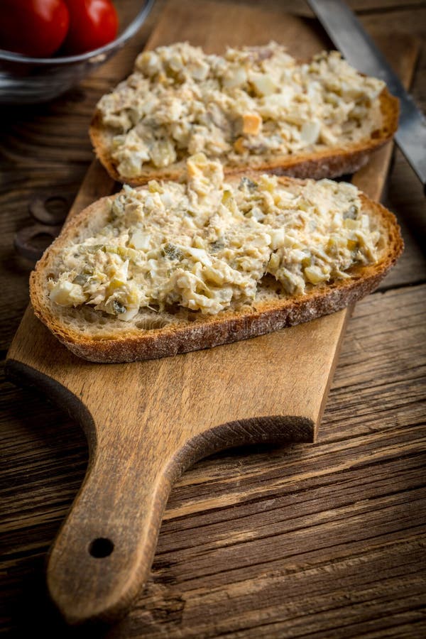Mackerel fish paste. stock image. Image of tomato, cream 107502579