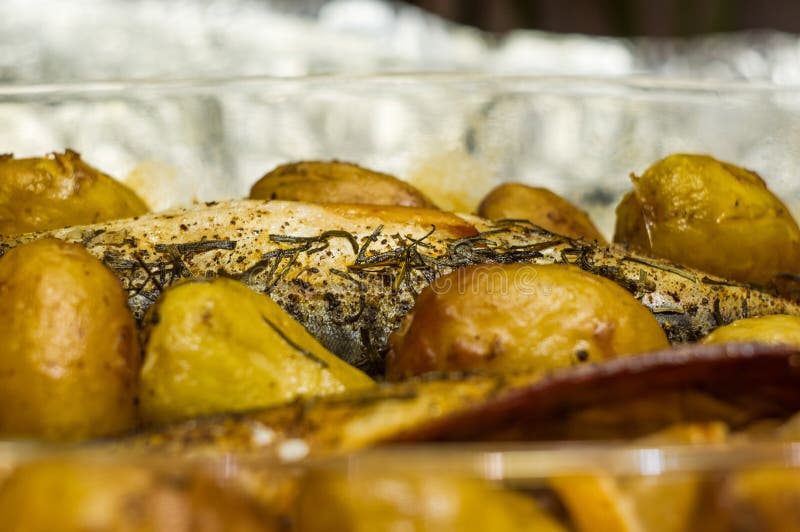 Mackerel with Potatoes Baked in the Oven Stock Image Image of dish