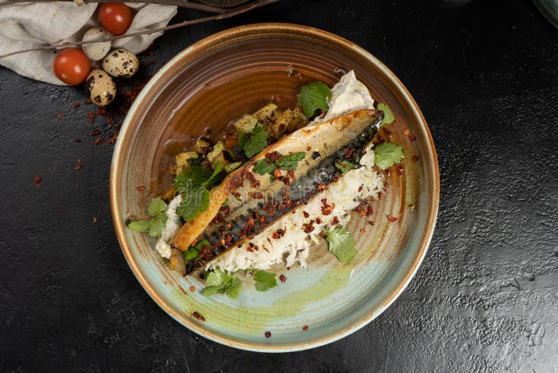 Mackerel with Rice and Vegetables Stock Photo Image of cooking