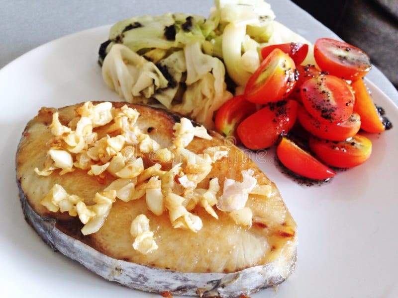 Mackerel steak stock photo. Image of fishsteak, garlic 42653466