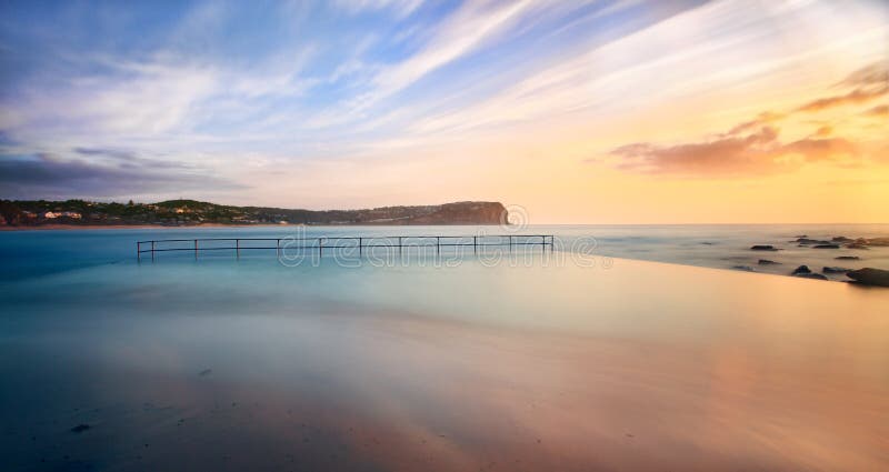 Macmasters beach pool at high tide royalty free stock image