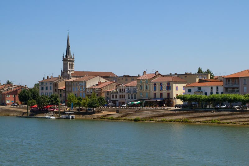 Macon city with Saone river in Burgundy royalty free stock photography Macon city with Saone river in Burgundy royalty free stock photography
