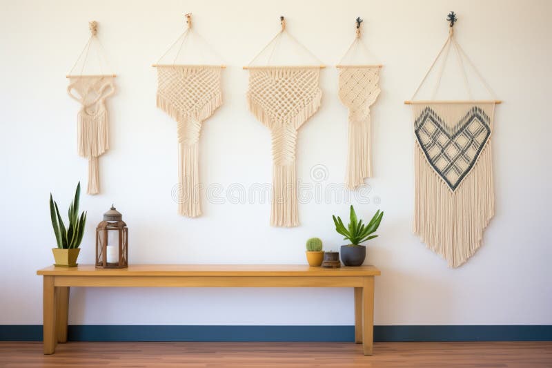 Macrame de perete afișate într-un rând vector illustration