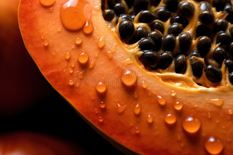 Macro ai generativo mitad fresca de fondo de fruta de papaya. libre illustration