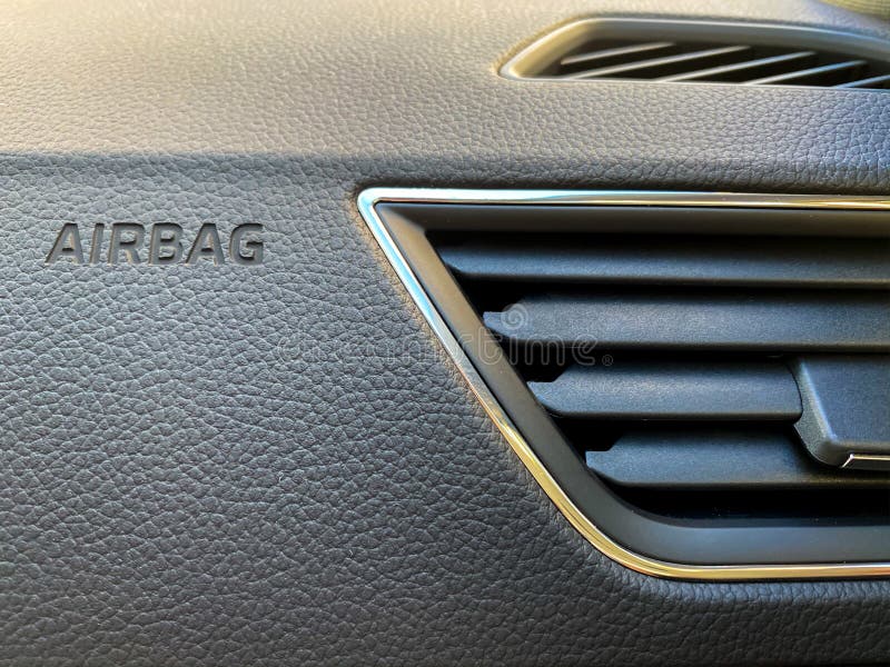 Macro of an Airbag Sign on a Dashboard Stock Photo Image of