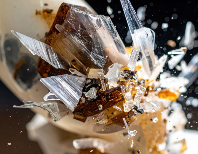 Macro capture brittle resin sculpture breaking stock illustration