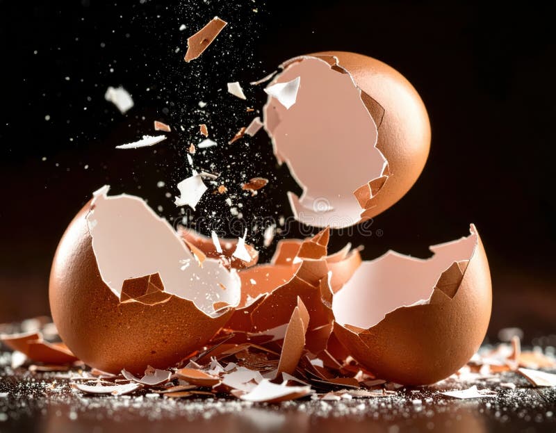 Macro capture of egg shell cracked still life composition royalty free illustration