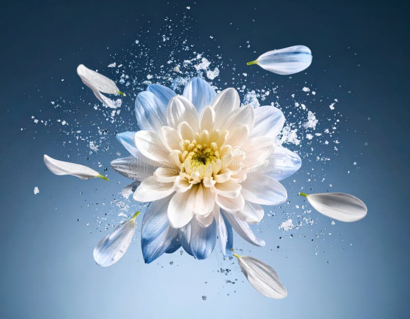 Macro capture of frozen flower breaking still life composition royalty free illustration