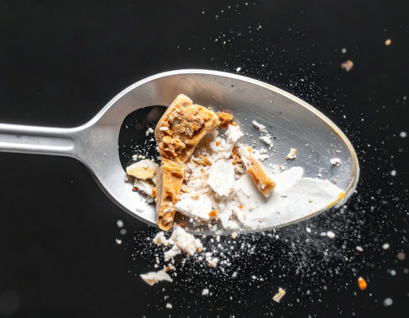 Macro capture plastic spoon snapping under vector illustration