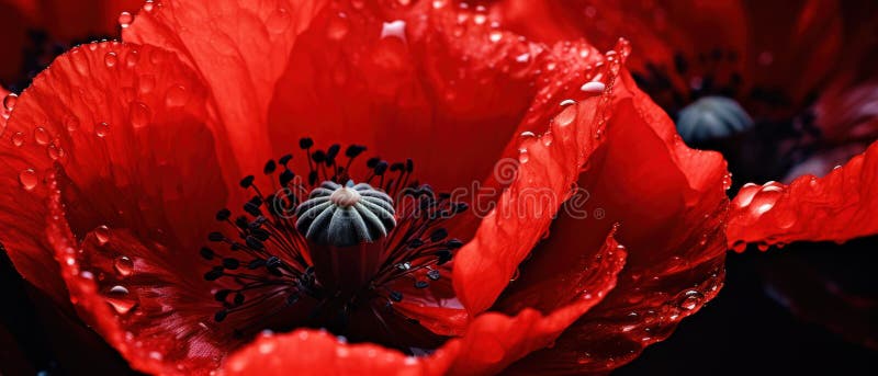 Macro capture of a poppy flower. AI Generative stock illustration