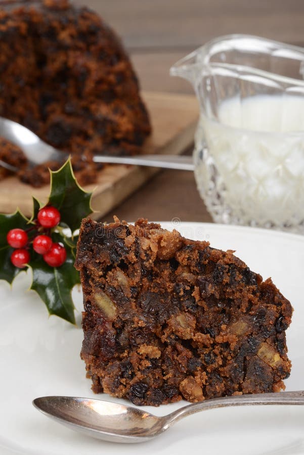 Macro Christmas Brandy Pudding with Spoon Stock Image - Image of figgy ...