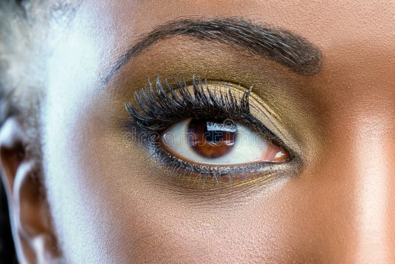 Macro close up of african eye with make up. royalty free stock images Macro close up of african eye with make up. royalty free stock images
