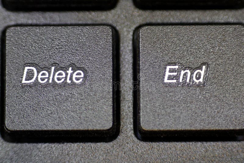 Close Up of Delete and End Keys on a Computer Keyboard Stock Photo