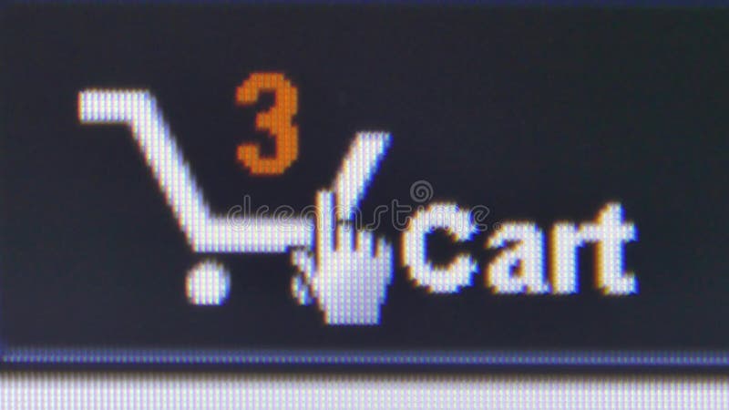 Macro close up view as user clicks on Amazon shopping cart icon: pixel level view *Not a screen capture stock video footage