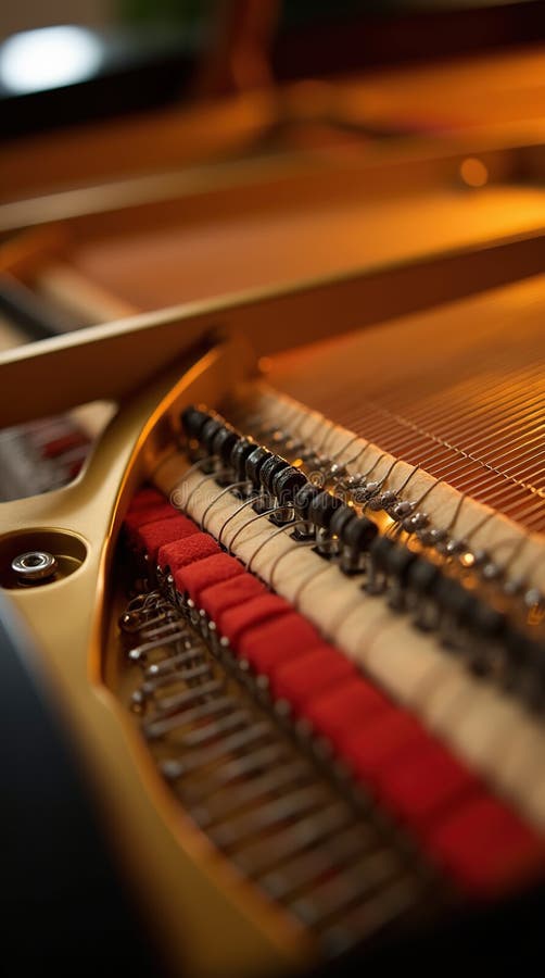 Macro CloseUp View of Strings Inside a Grand Piano libre illustration