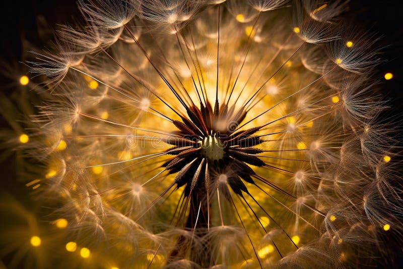 Macro dandelion con luci di bokeh sullo sfondo illustrazione vettoriale