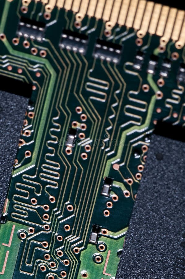 Macro de carte PCB électronique de carte en vert photos stock Macro de carte PCB électronique de carte en vert photos stock
