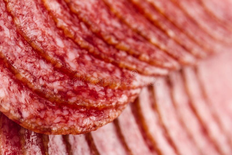 Macro Detail of Salami Sausages Slice Stock Photo Image of pink