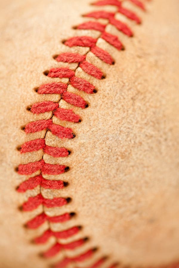 Macro Detail of Worn Baseball