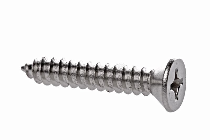 Isolated macro image of a metal screw. Isolated macro image of a metal screw.