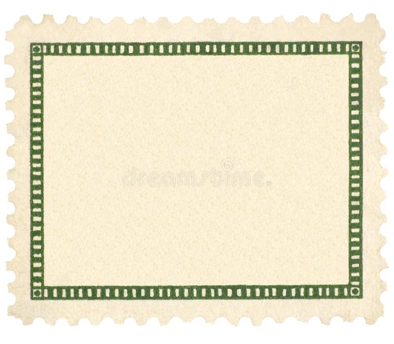 Macro em branco da vinheta do verde do selo de porte postal do vintage
