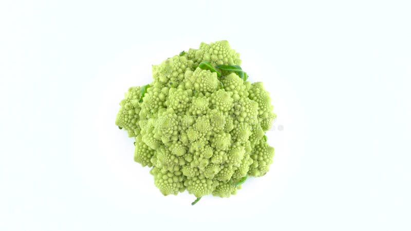 Macro fucilazione Vista superiore da sopra di mini germoglio di fiore dei broccoli di romanesco Lentamente girando sulla piattafo