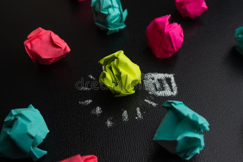 Macro. Good Idea Concept Crumpled Paper Ball Light Bulb Stock Image Image of education