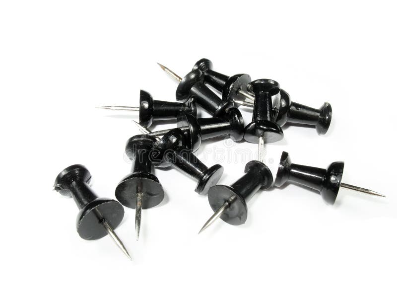 Macro image of black push pins
