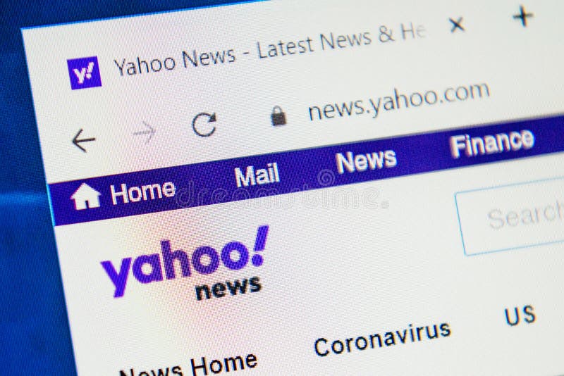 Macro image of Yahoo News  homepage loaded on screen in web browser. Macro image of Yahoo News  homepage loaded on screen in web browser.