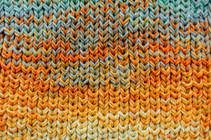 Macro Knitted Scarf with Colorful Melange Threads Stock Photo - Image ...