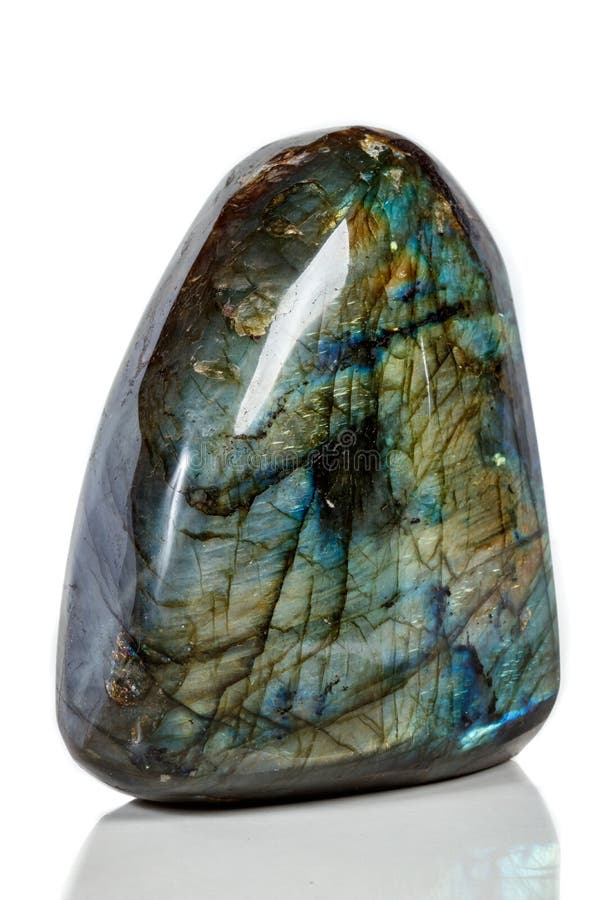 Macro Labradorite Mineral Stone On White Background Stock Image - Image ...