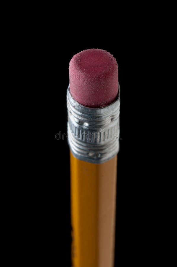 Macro of a pencil eraser on black stock images