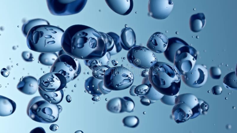 Macro photo de diverses bulles d'air dans l'eau s'élevant sur fond bleu clair avec canal alpha. ralenti 3d 4k clips vidéos
