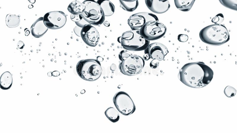 Macro photo de diverses bulles d'air dans l'eau se levant sur fond blanc clair avec canal alpha. ralenti 3d 4k banque de vidéos