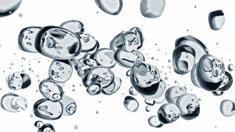 Macro photo de diverses bulles d'air dans l'eau se levant sur fond blanc clair avec canal alpha. ralenti 3d 4k banque de vidéos