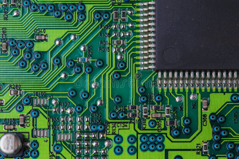 Macro photo de la carte électronique de vert - carte PCB image stock Macro photo de la carte électronique de vert - carte PCB image stock
