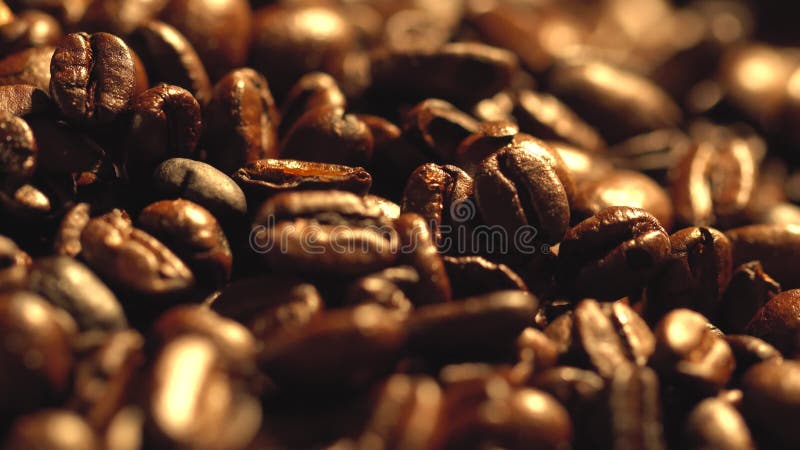 Macro photo de tasse avec café chaud sur grains de café torréfiés en 4kuhd clips vidéos