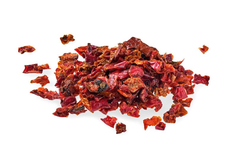 Dried Paprika Pieces. Isolated on White Background Stock Image Image